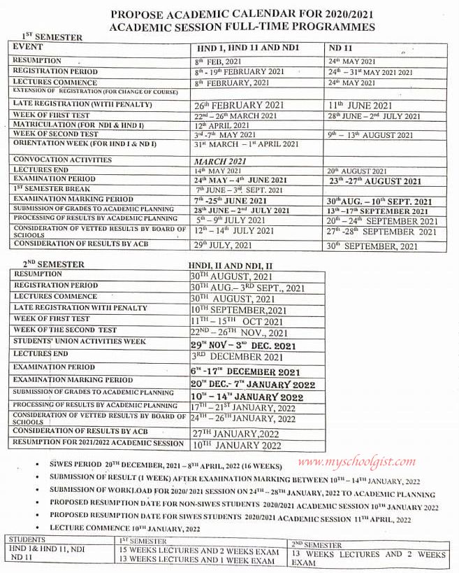 laspotech academic calendar 2020:2021