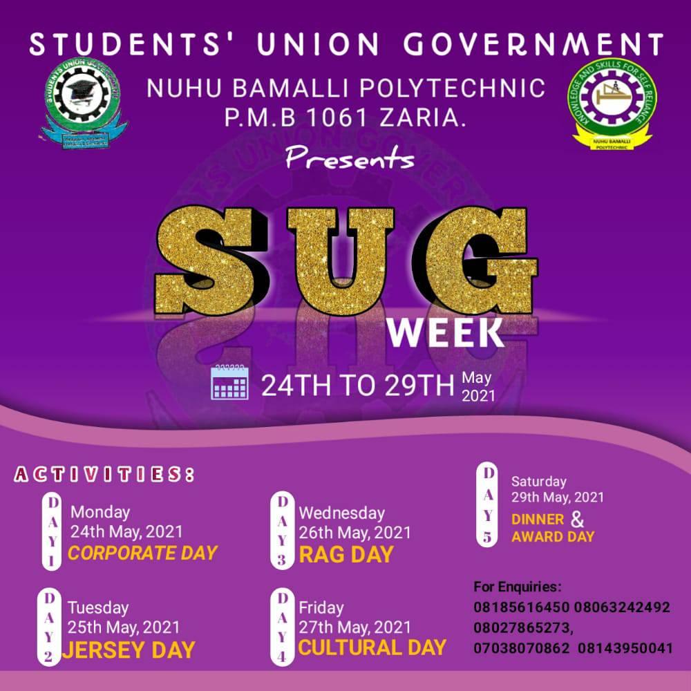 NUBAPOLY SUG Week Schedule of Events