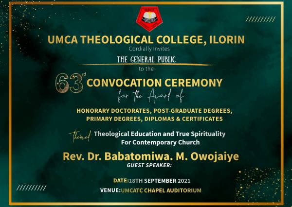 UMCA Theological College Convocation Ceremony Schedule