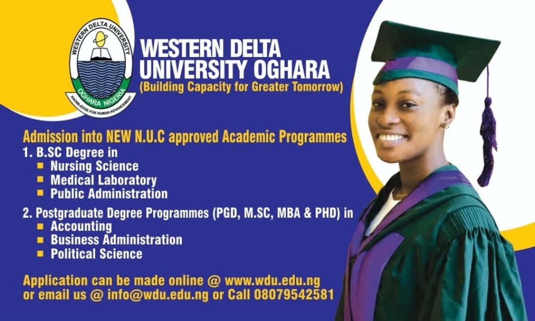 Western Delta University (WDU) Admission Forms for New Programmes