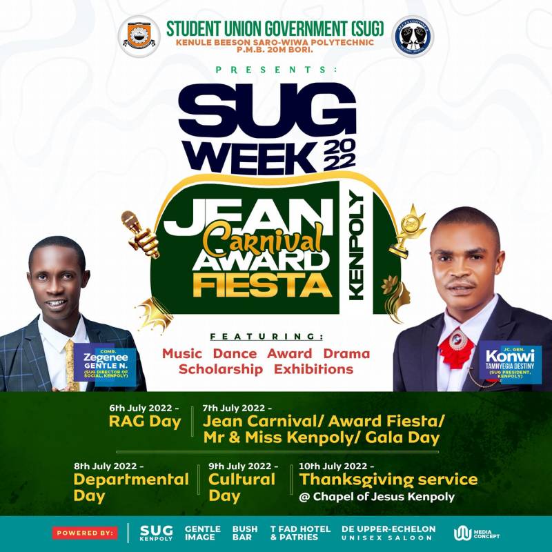 Kenule Beeson Saro-Wiwa Polytechnic (KENPOLY) Students' Week Schedule 2022