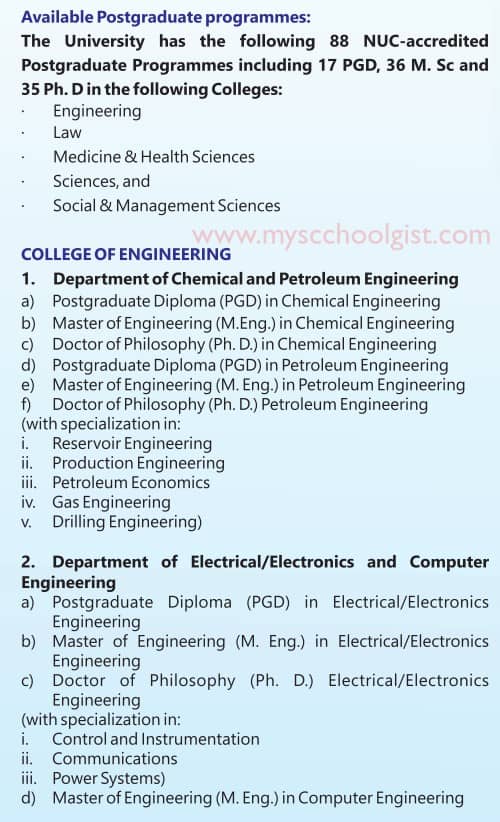 ABUAD Postgraduate Courses