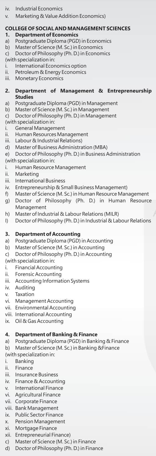 ABUAD Postgraduate Courses