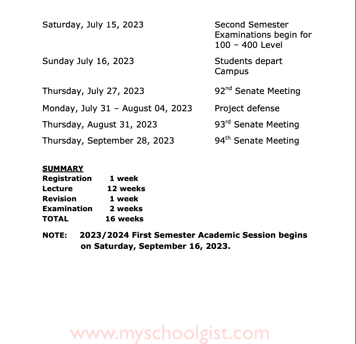 Evangel University Akaeze (EUA) Academic Calendar 2022-2023