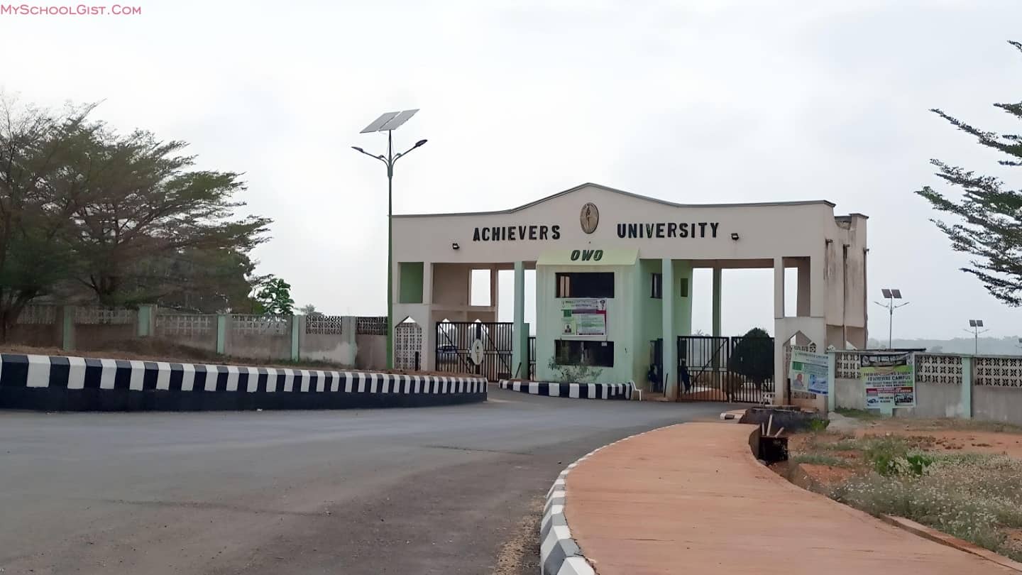 Achievers University Post UTME/Direct Entry Form for 2026/2027 Admission