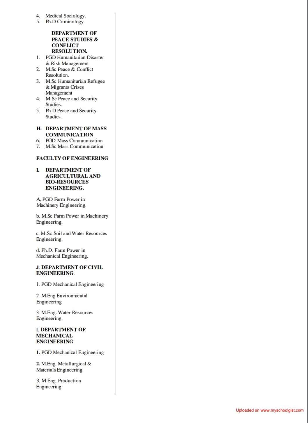 Taraba State University Postgraduate Courses
