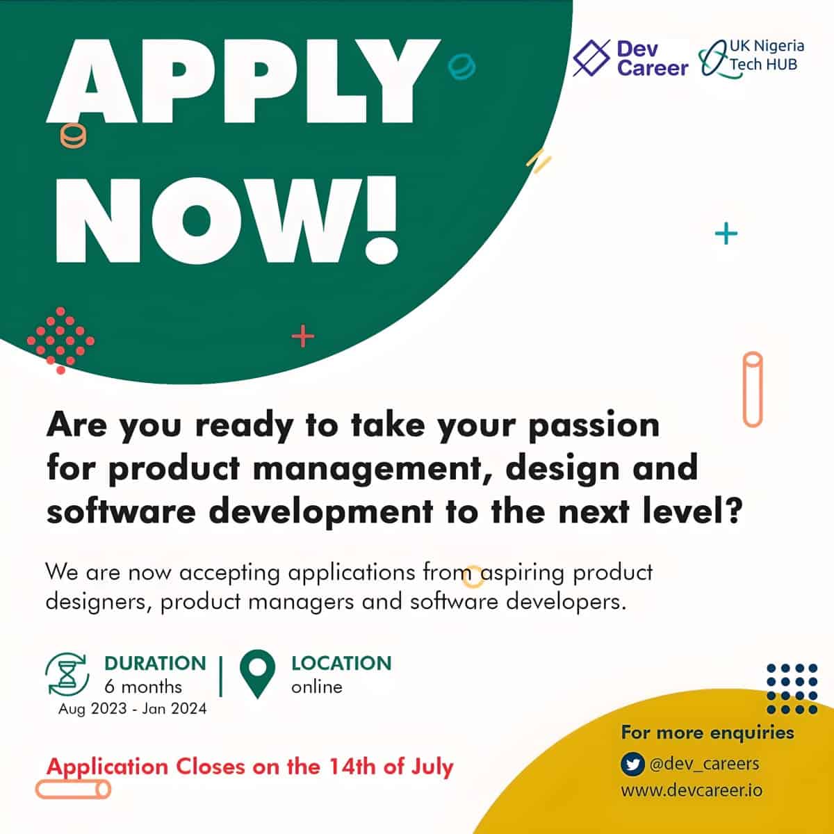 Apply for DevCareer Tech Program