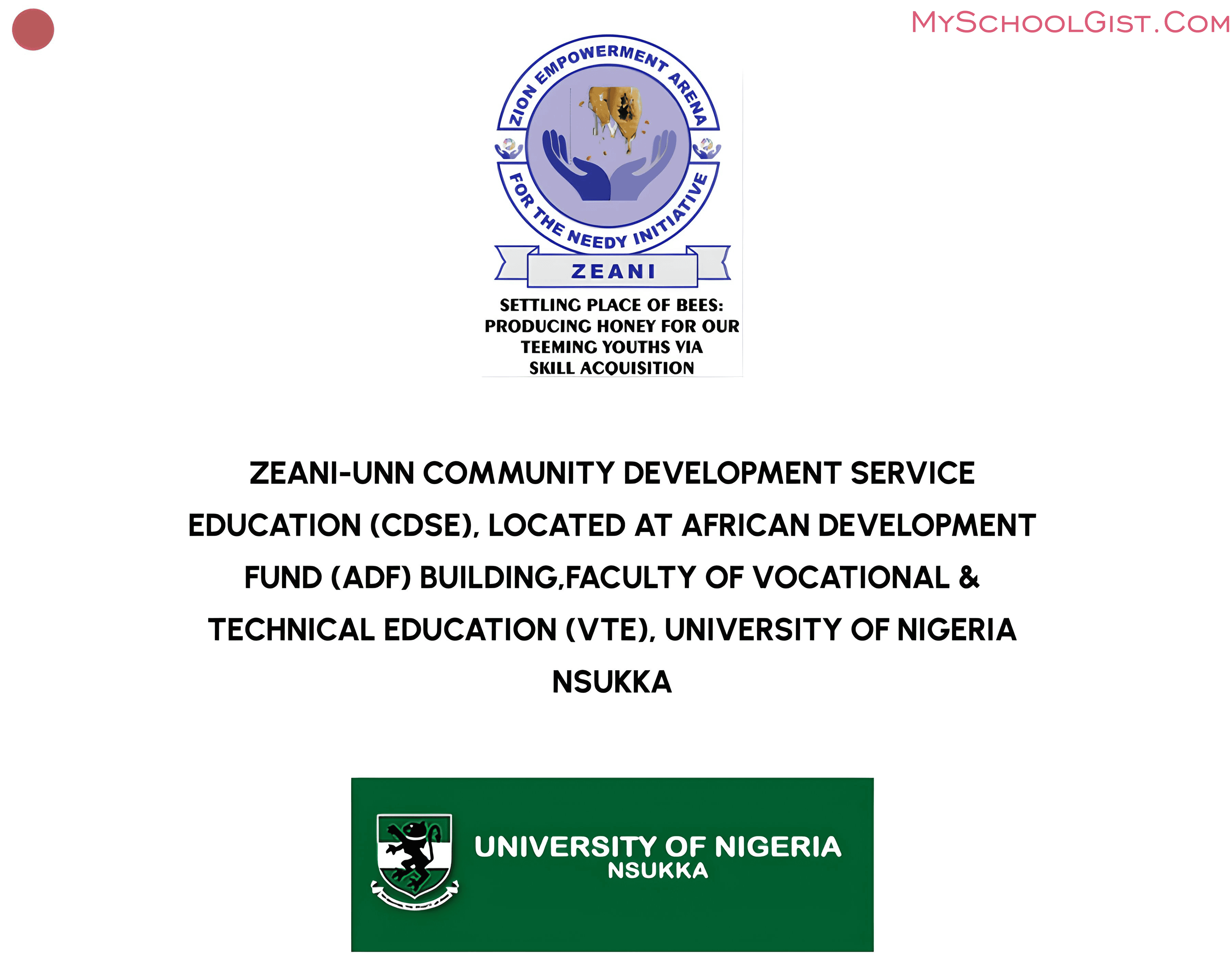 Admission into Zeani CDSE Programme at University of Nigeria Nsukka 2024/2025