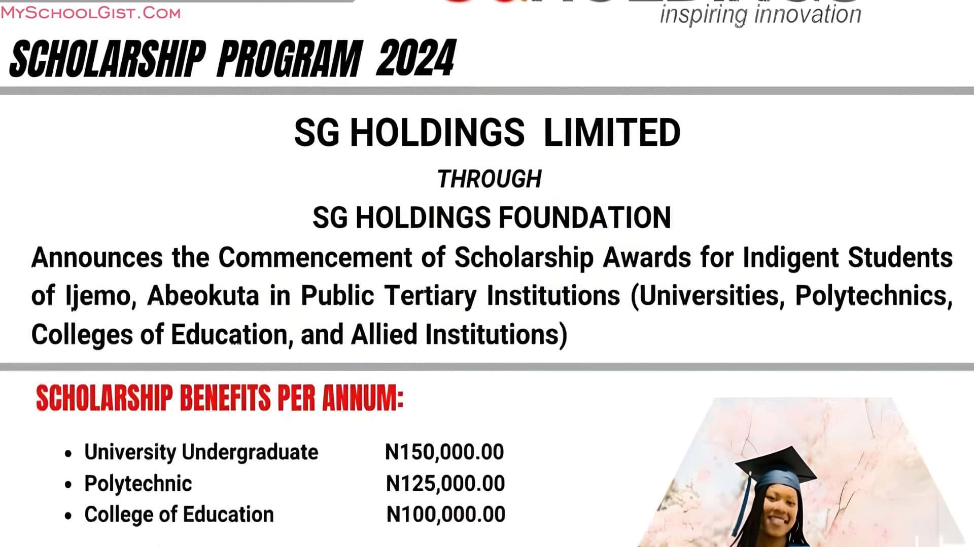 SG Holdings Foundation Scholarship Scheme