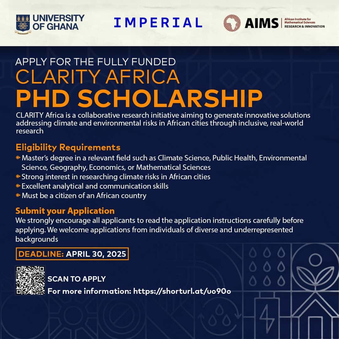 Apply for CLARITY-Africa PhD Scholarship 2025