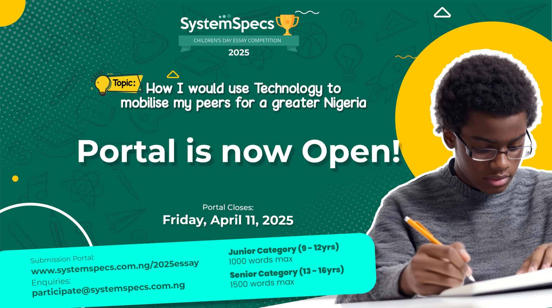 Win Big in the 2025 SystemSpecs Children's Day Essay Contest