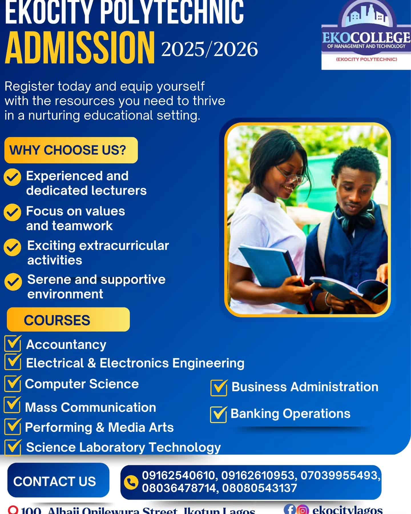 Ekocity Polytechnic Admission Form 2025:2026