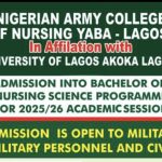 Nigerian Army College of Nursing Post UTME Form for 2025/2026 B.NSc Admission