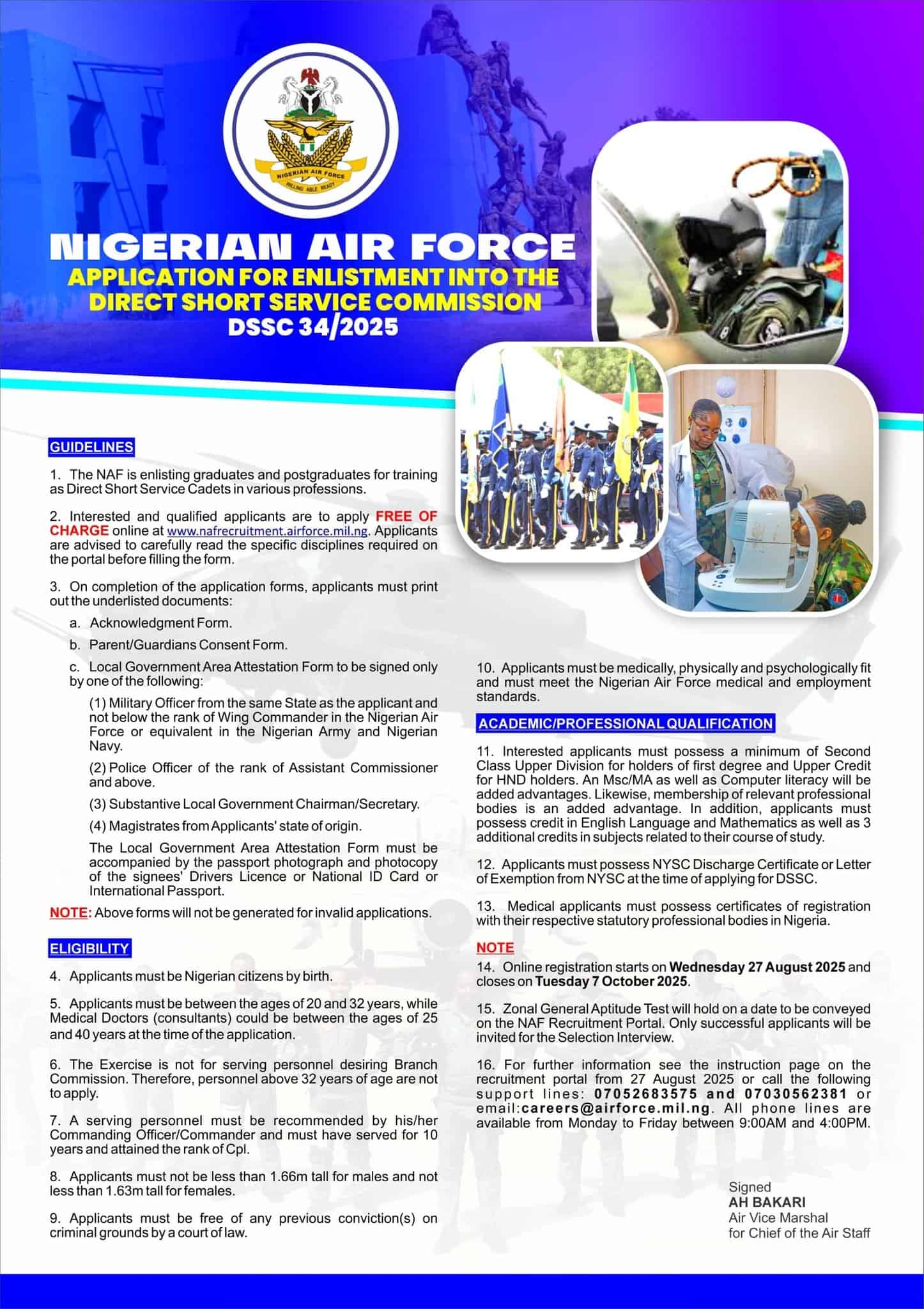 Nigerian Air Force (NAF) Direct Short Service Commission (DSSC) Recruitment 2025