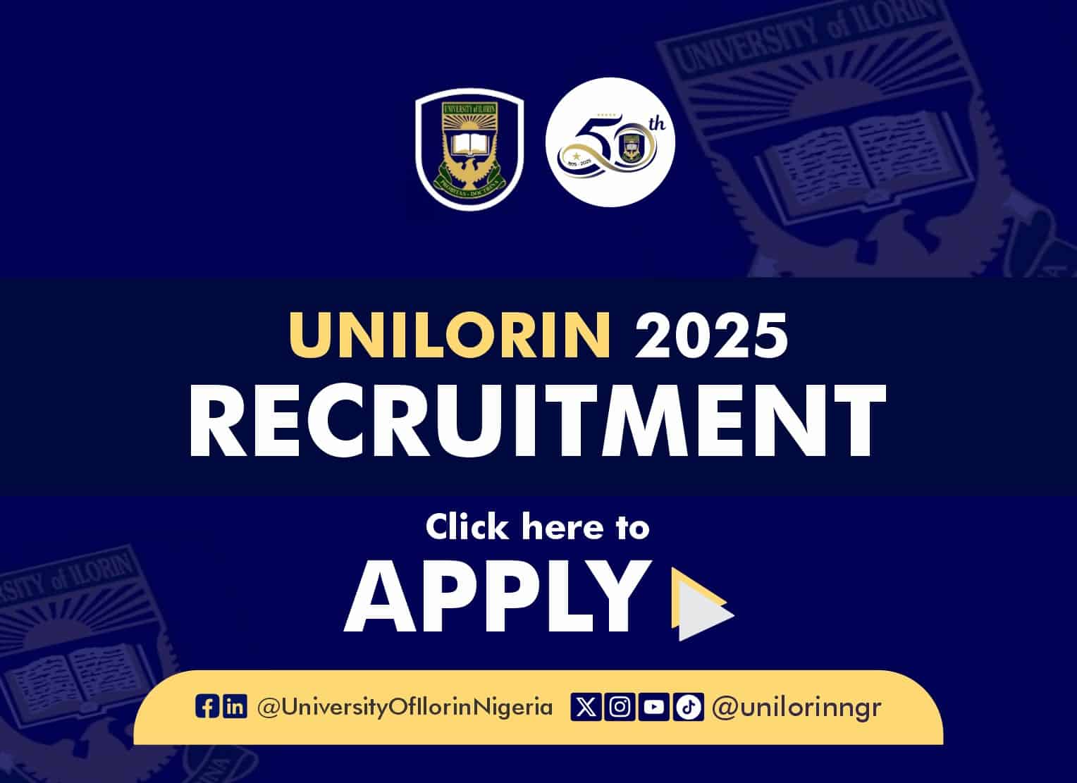 University of Ilorin (UNILORIN) Job Recruitment Exercise 2025