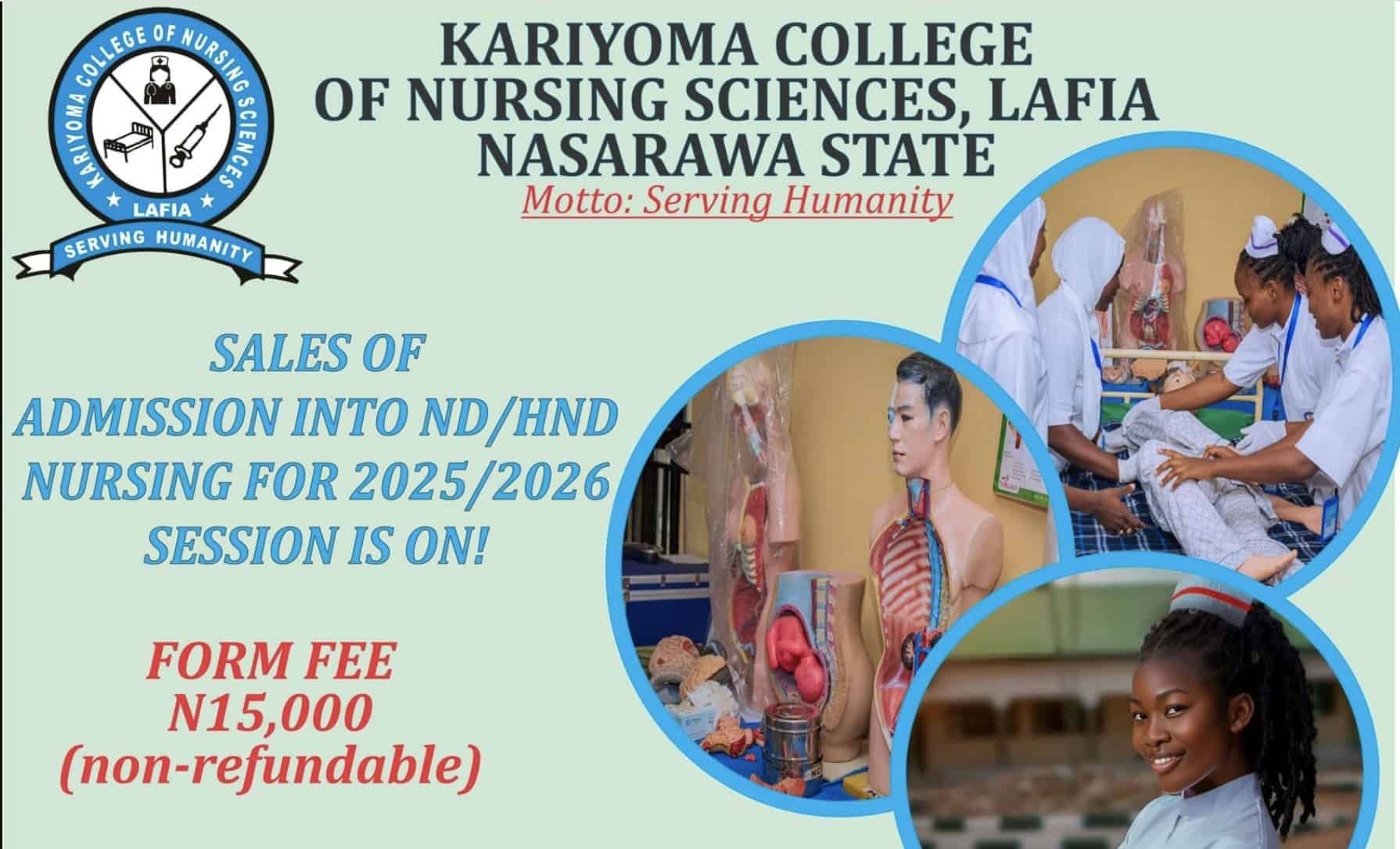 Kariyoma College of Nursing Sciences Post UTME 2025/2026 Guide