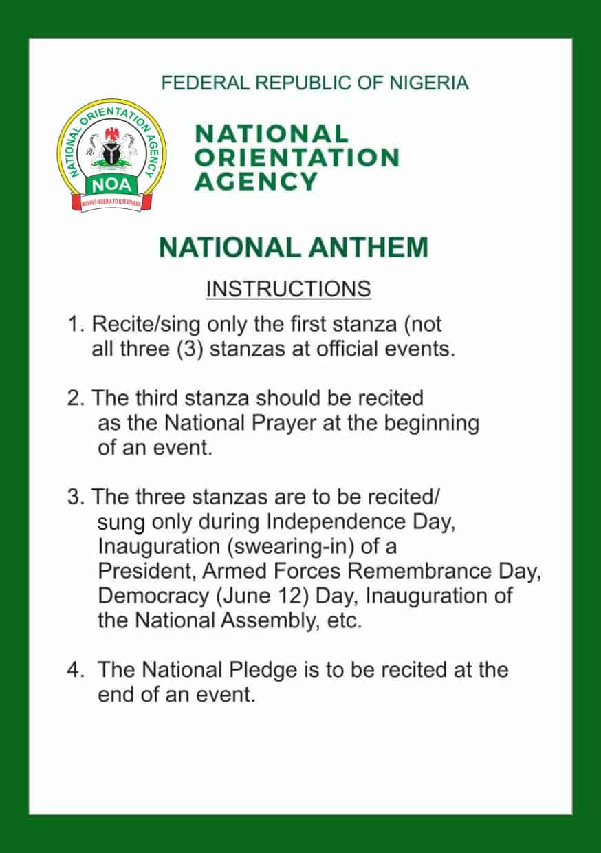 Correct Application of the National Anthem