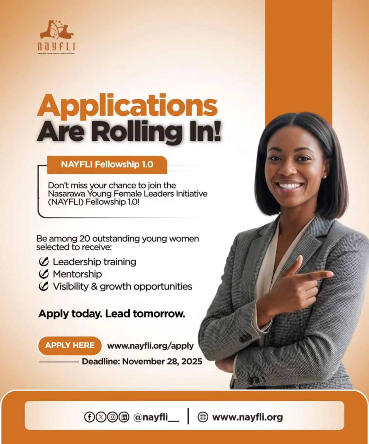  Nasarawa Young Female Leaders Initiative (NAYFLI) Fellowship 1.0 for Young Women in Nasarawa