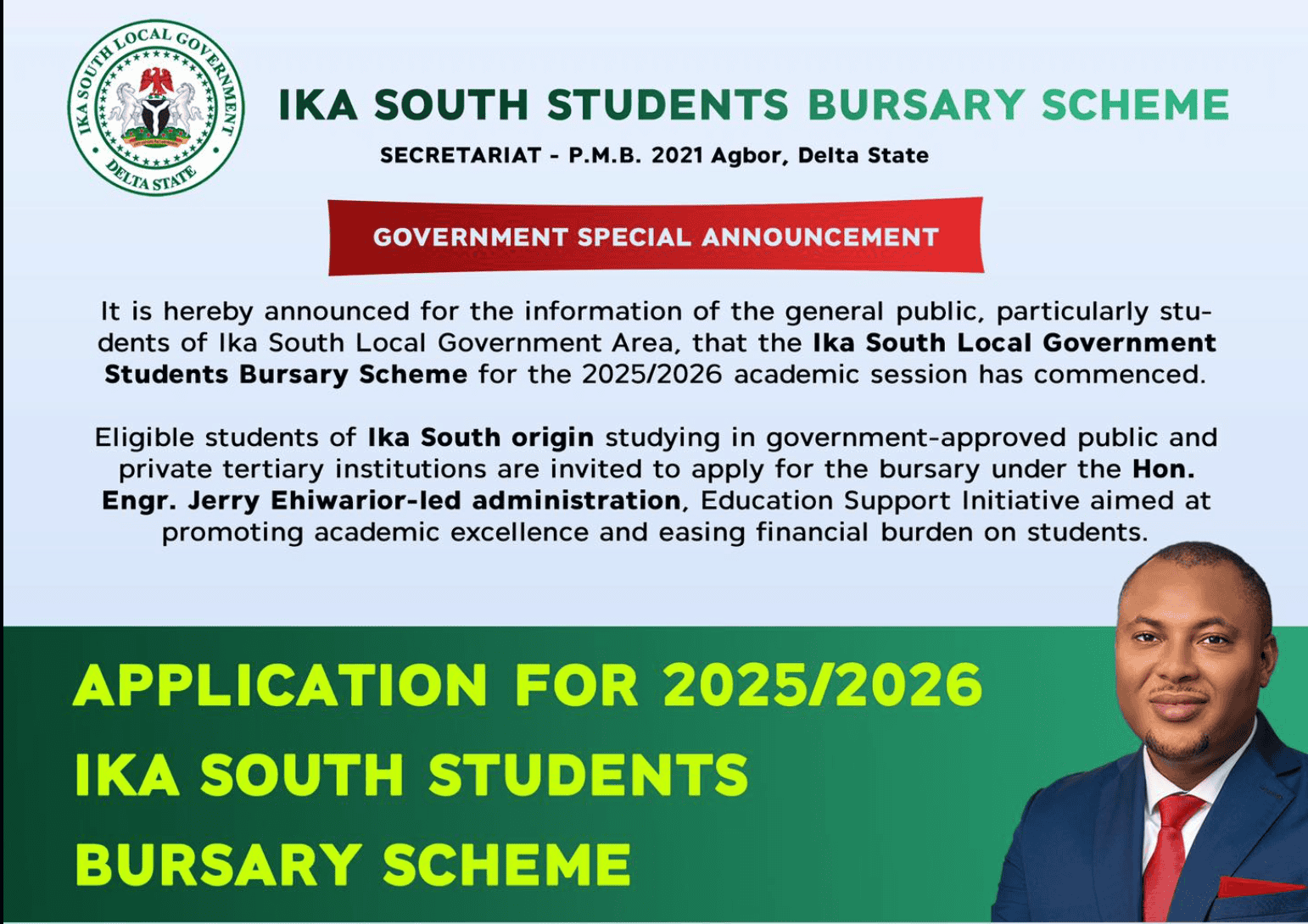 Ika South LGA 2025/2026 Students Bursary Scheme Now Open