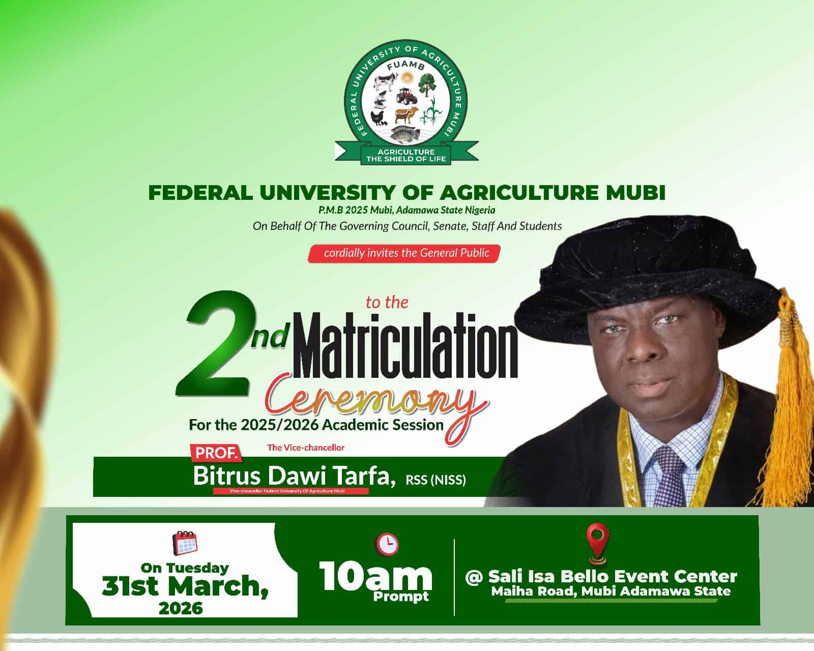 FUAMB 2nd Matriculation Ceremony for 2025/2026 Academic Session