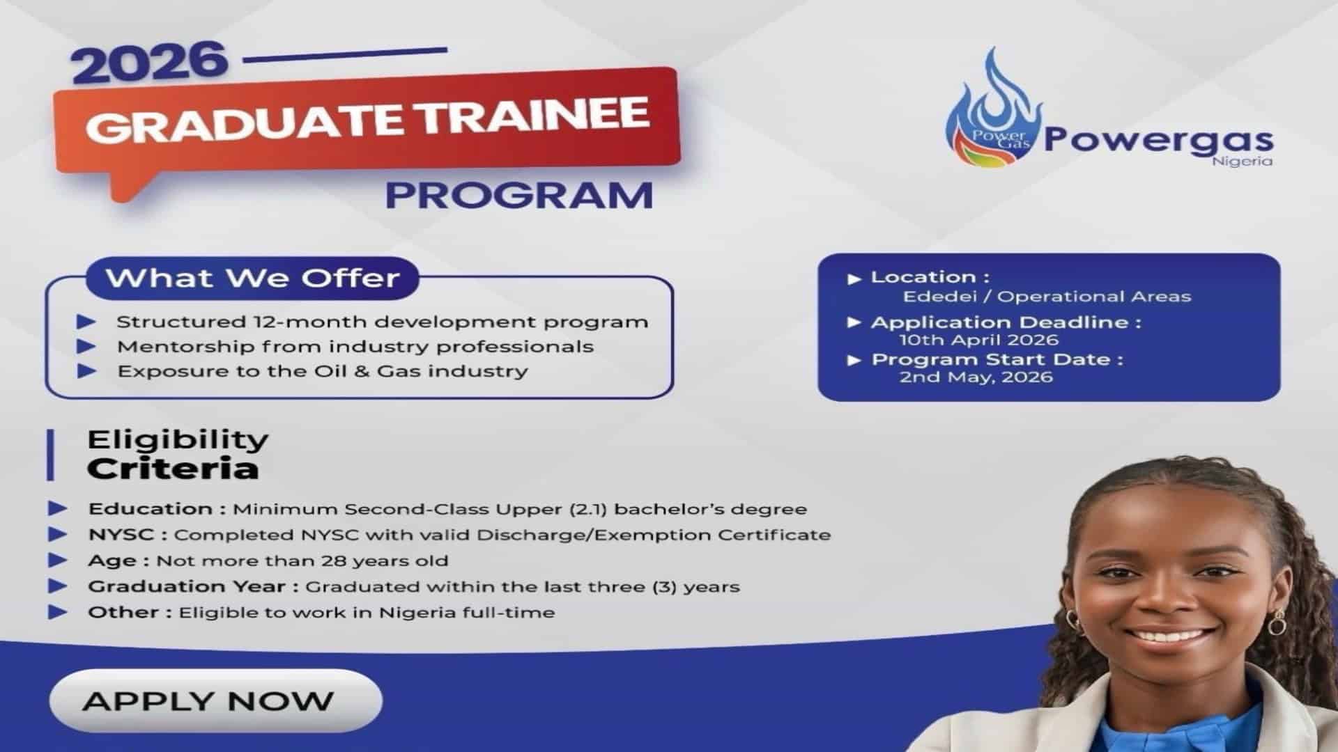 Powergas Nigeria Graduate Trainee Programme 2026