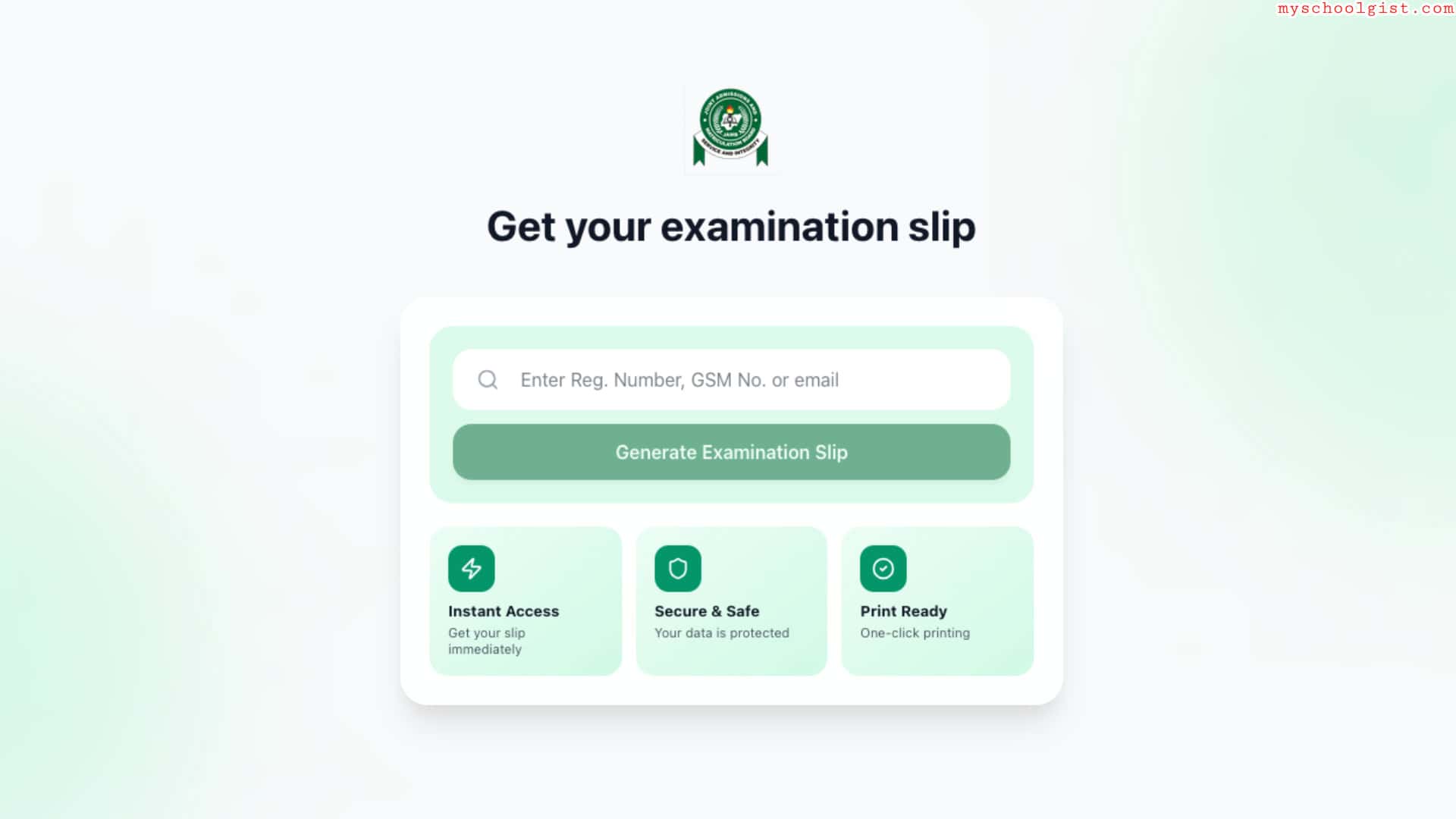 JAMB Exam Slip Printing