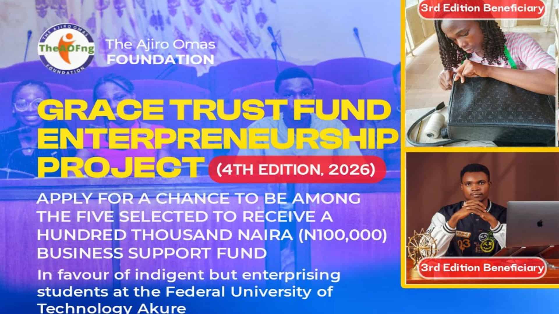 FUTA Grace Trust Fund Entrepreneurship Project 2026 Application Details