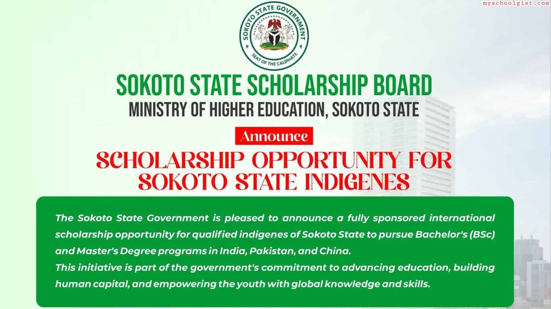 Sokoto State Scholarship 2026 for Study Abroad