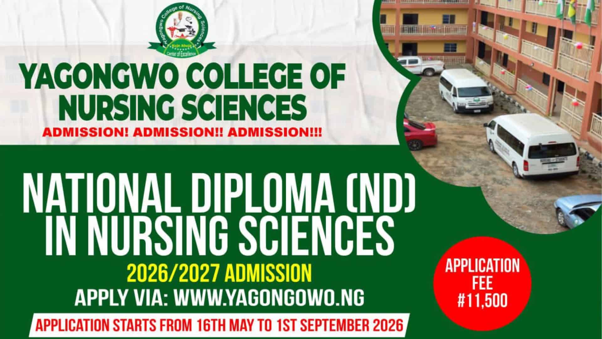Yagongwo College of Nursing Sciences Post UTME Form