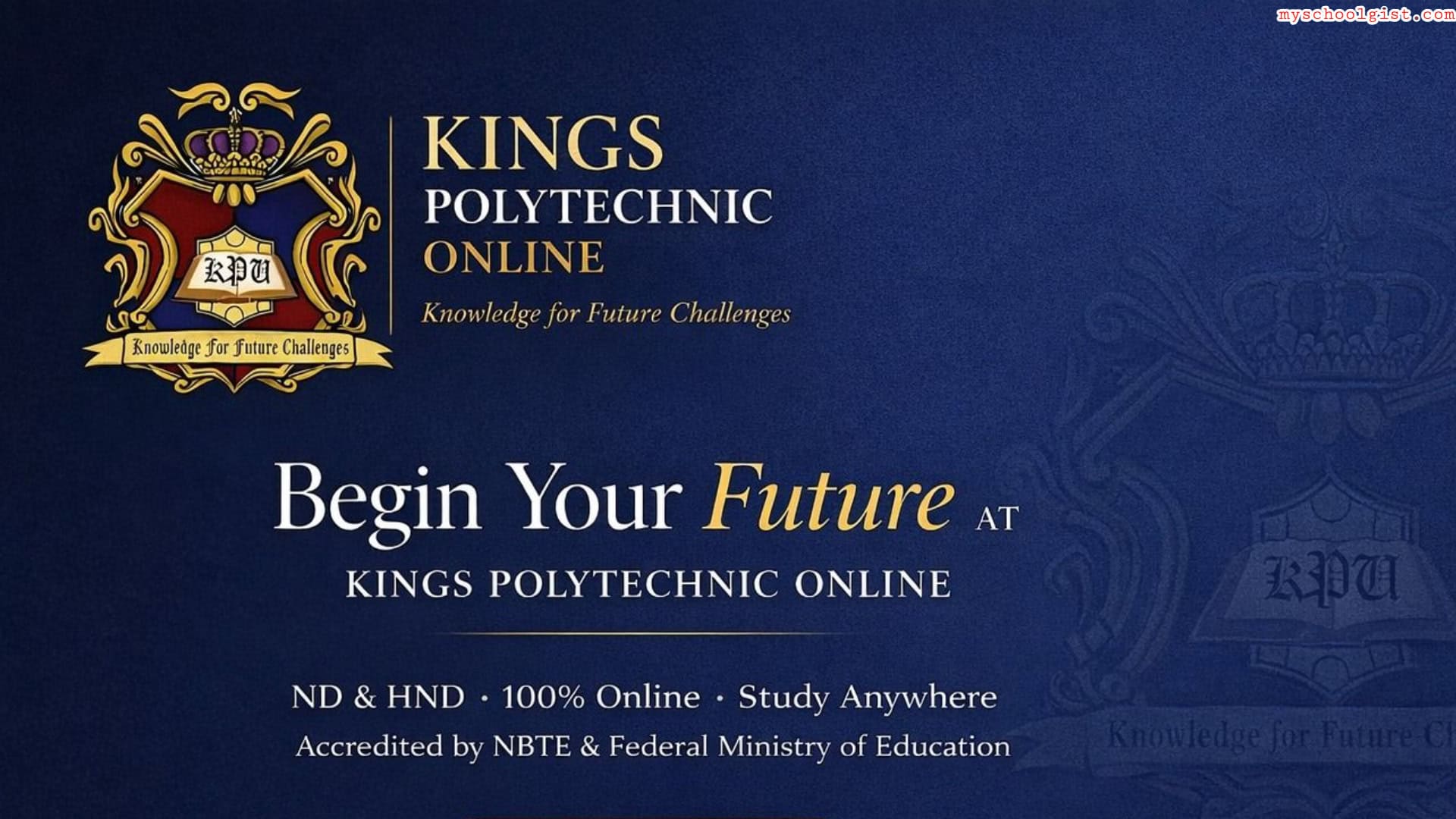 Kings Polytechnic Admission Form for 2026/2027