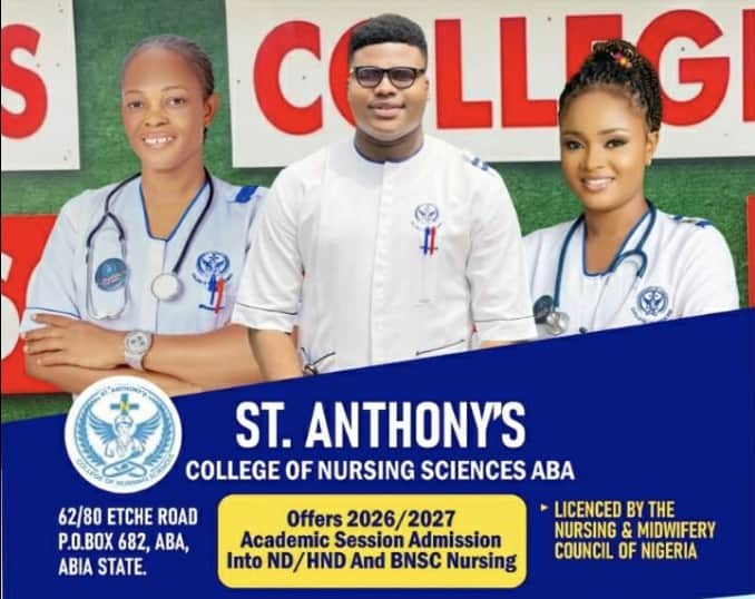St. Anthony College of Nursing Sciences Post UTME Form for 2026/2027 Admission