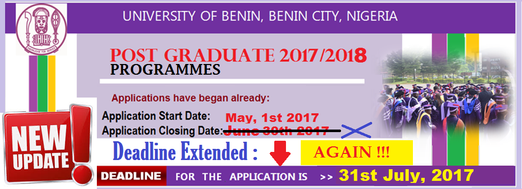 UNIBEN Extends Postgraduate Admission Form Deadline – 2017/18