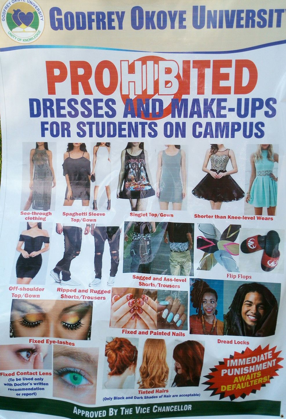 Godfrey Okoye University Unacceptable Mode of Dressing