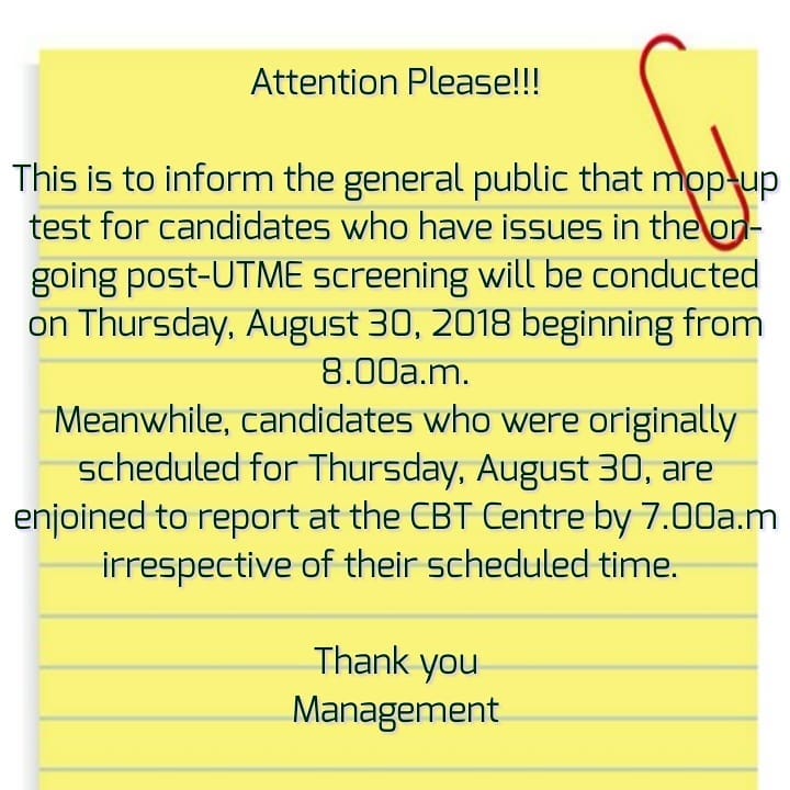UNILORIN Mop-UP Post UTME Screening