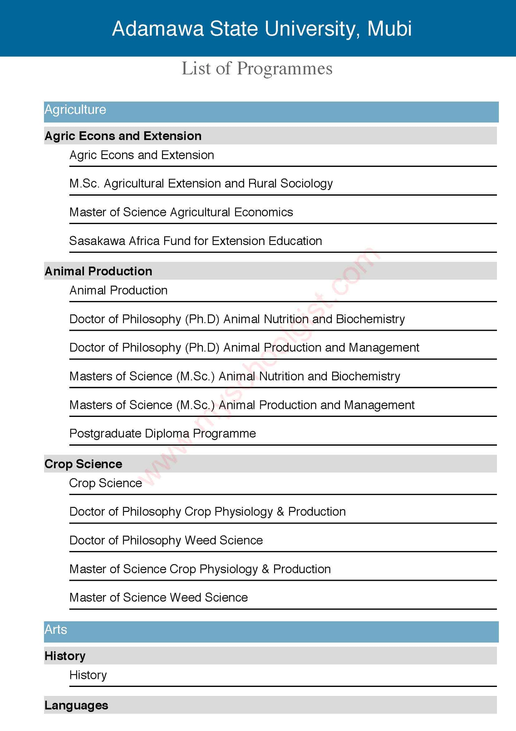ADSU Postgraduate Courses