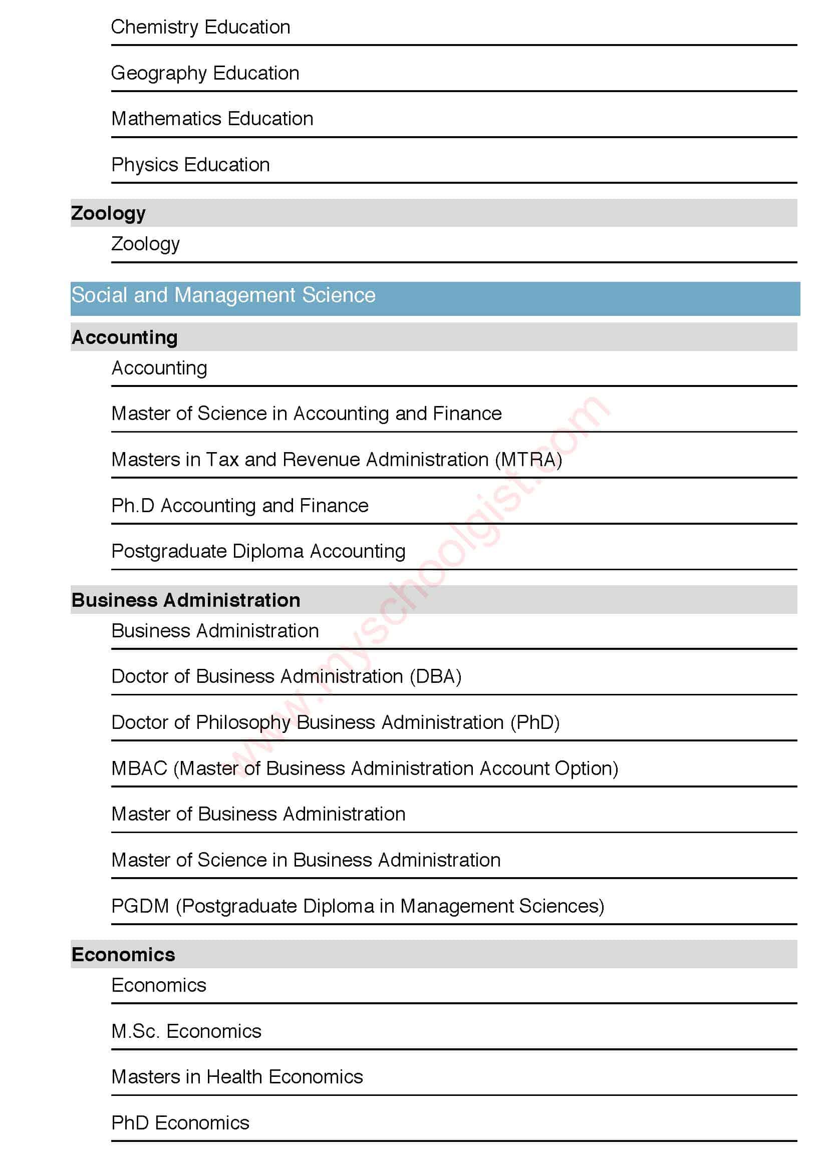 ADSU Postgraduate Courses