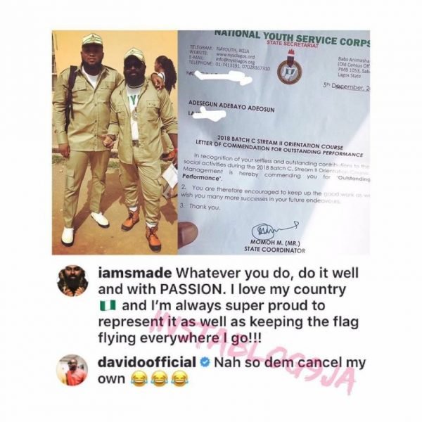 nysc cancels Davido’s One-Year Service