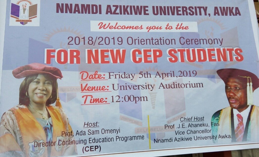 UNIZIK CEP Orientation Ceremony Schedule
