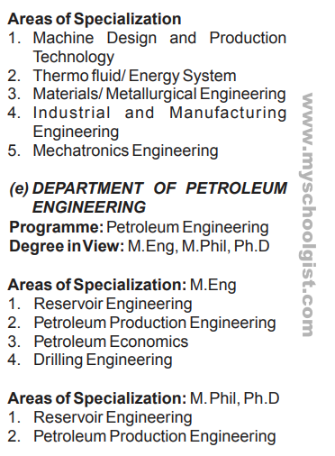 Covenant University Postgraduate Courses