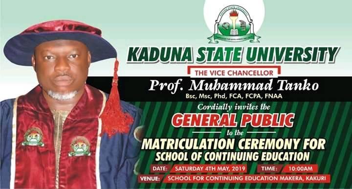KASU SCE Part-Time Matriculation Ceremony Schedule