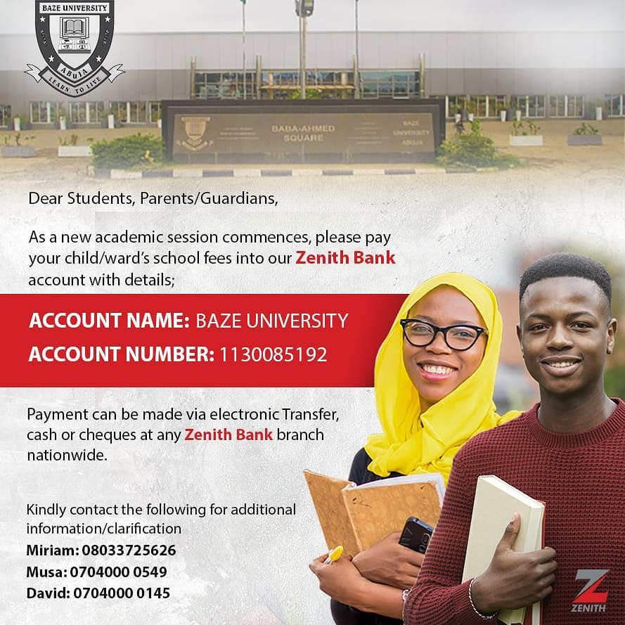 Baze University School Fees Payment Procedure