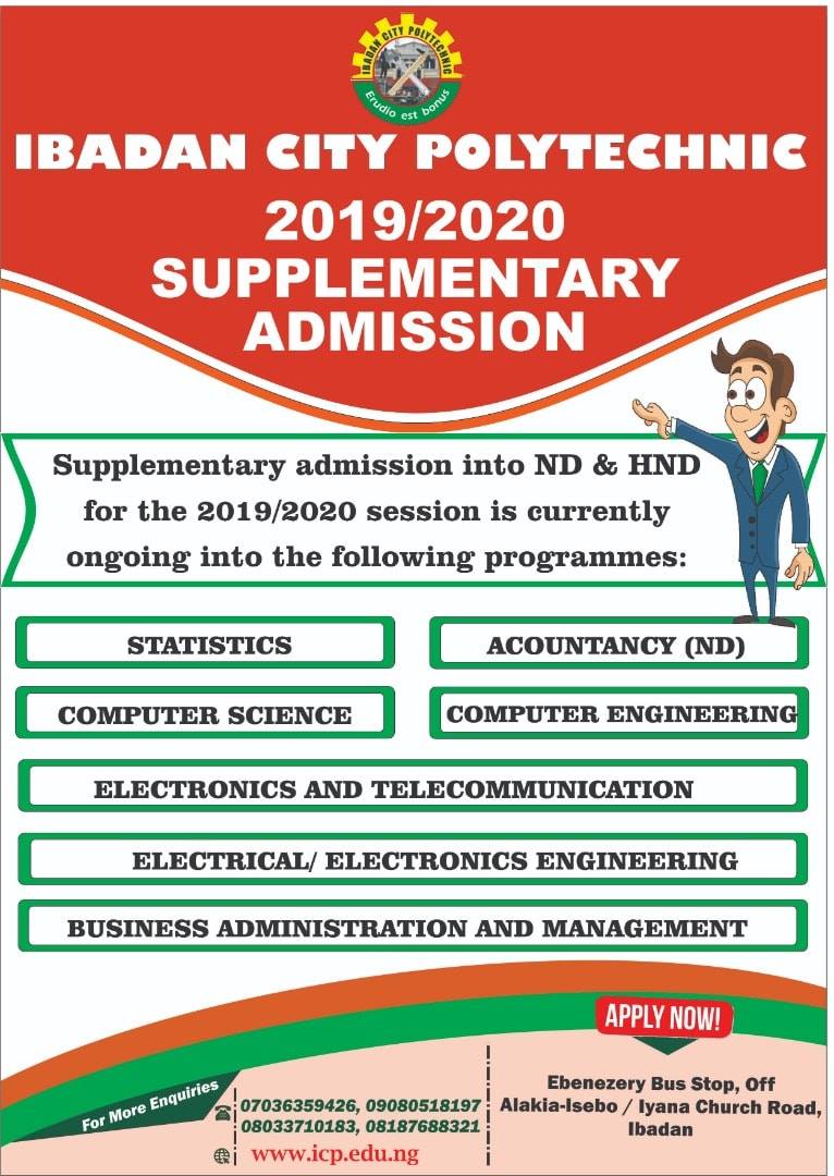 Apply Ibadan City Poly Supplementary Form