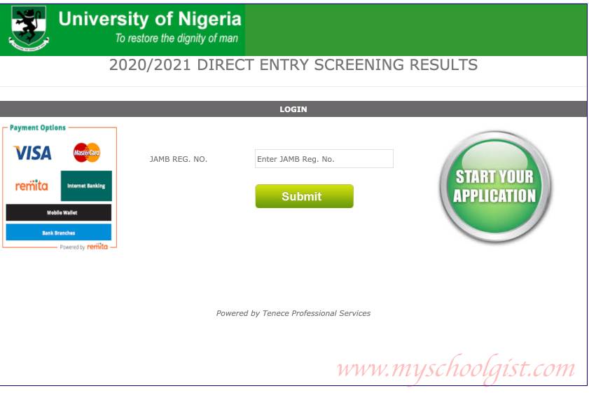 How To Check UNN Direct Entry Screening Result 2020 2021 MySchoolGist