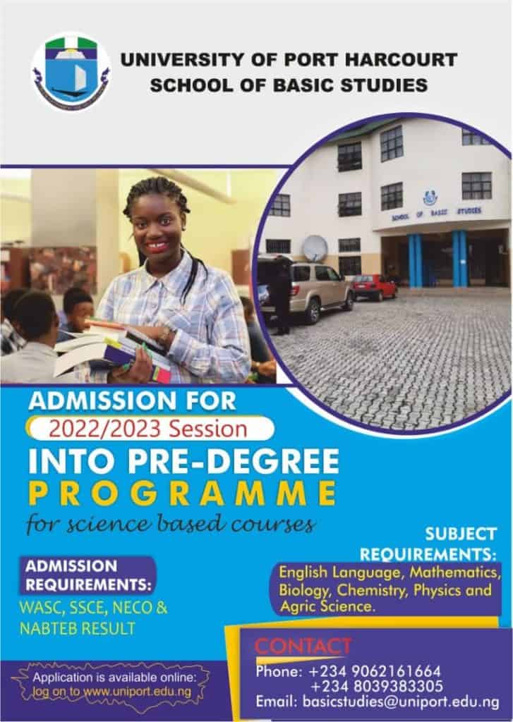 Uniport Pre Degree Admission Form 2022 2023