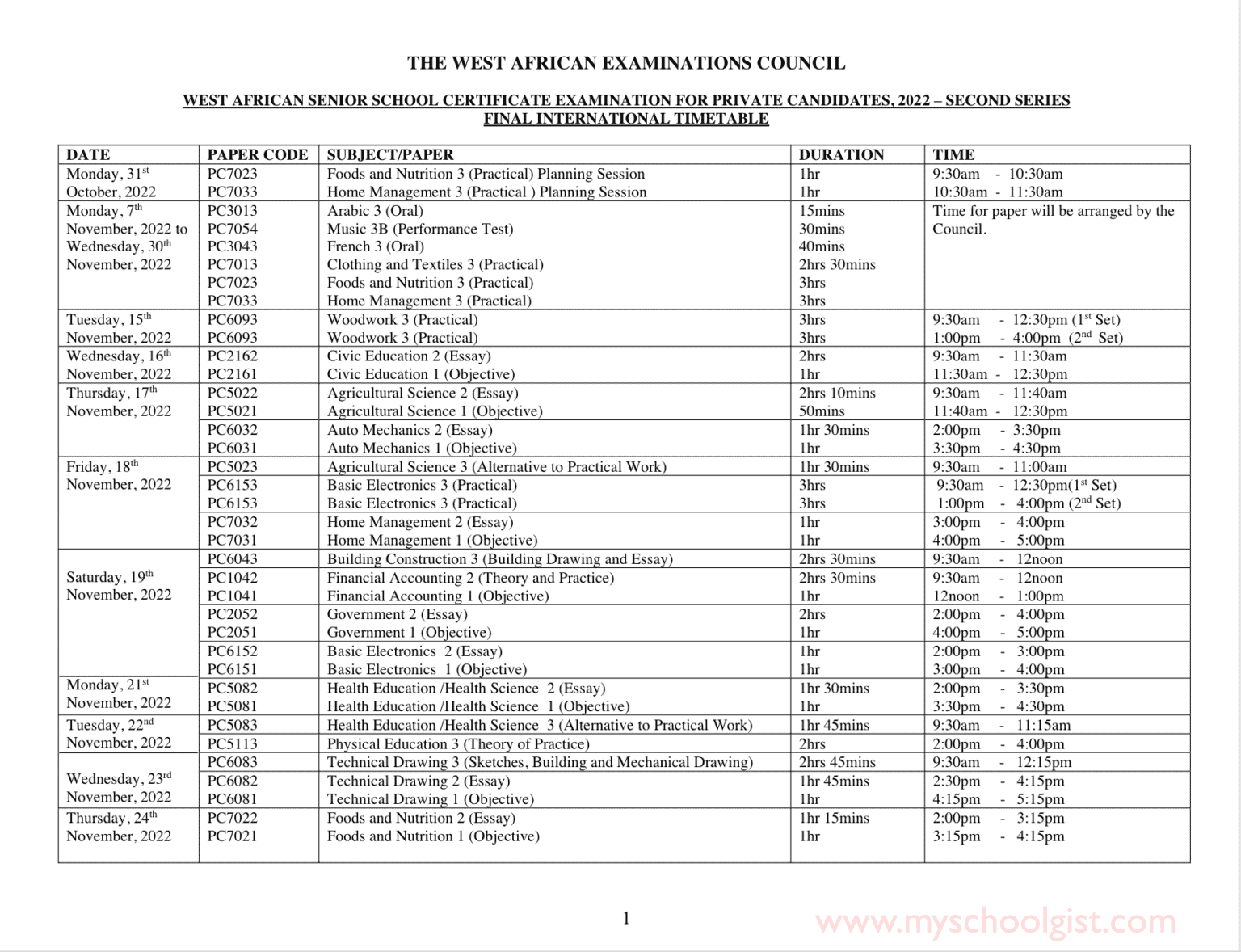 2022-waec-gce-timetable-for-2nd-series