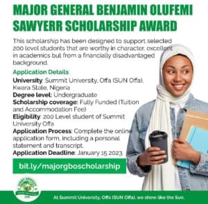 Major General Benjamin Olufemi Sawyerr 2023 Scholarship Award ...