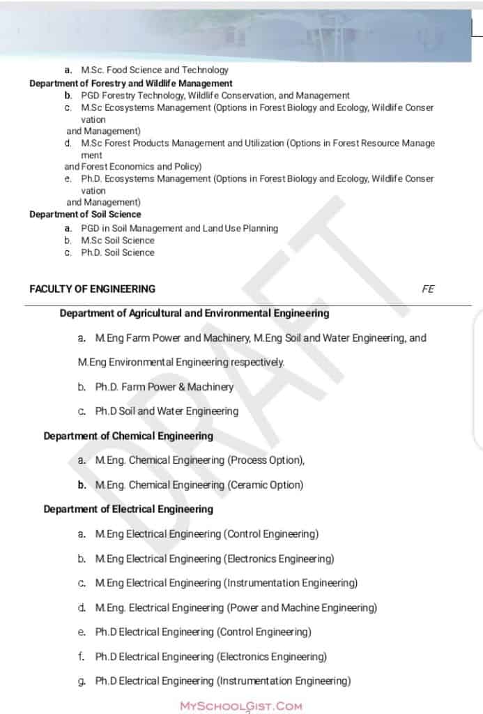 List Of Available MAUTECH Postgraduate Courses • MySchoolGist