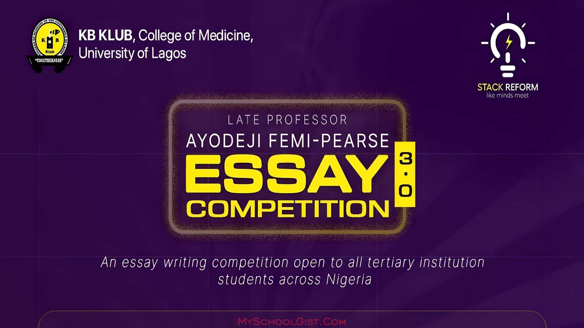 Late Professor Ayodeji Femi-Pearse (LPAFP) Essay Competition