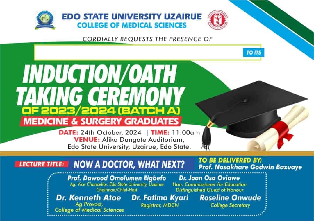 EDSU Induction:Oath-Taking Ceremony for Medicine & Surgery Graduates 2023-2024 batch