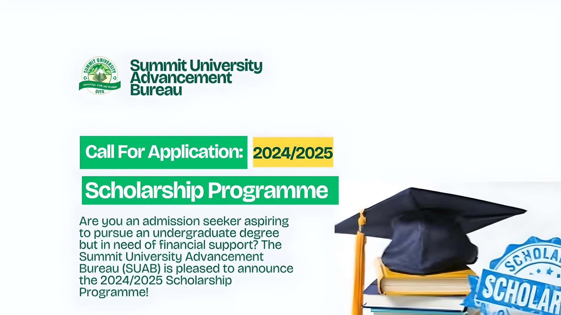 Summit University Advancement Bureau (SUAB) Scholarship